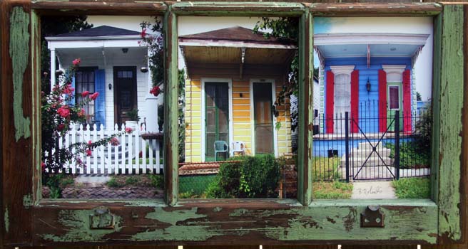 Shotgun Houses in Green window